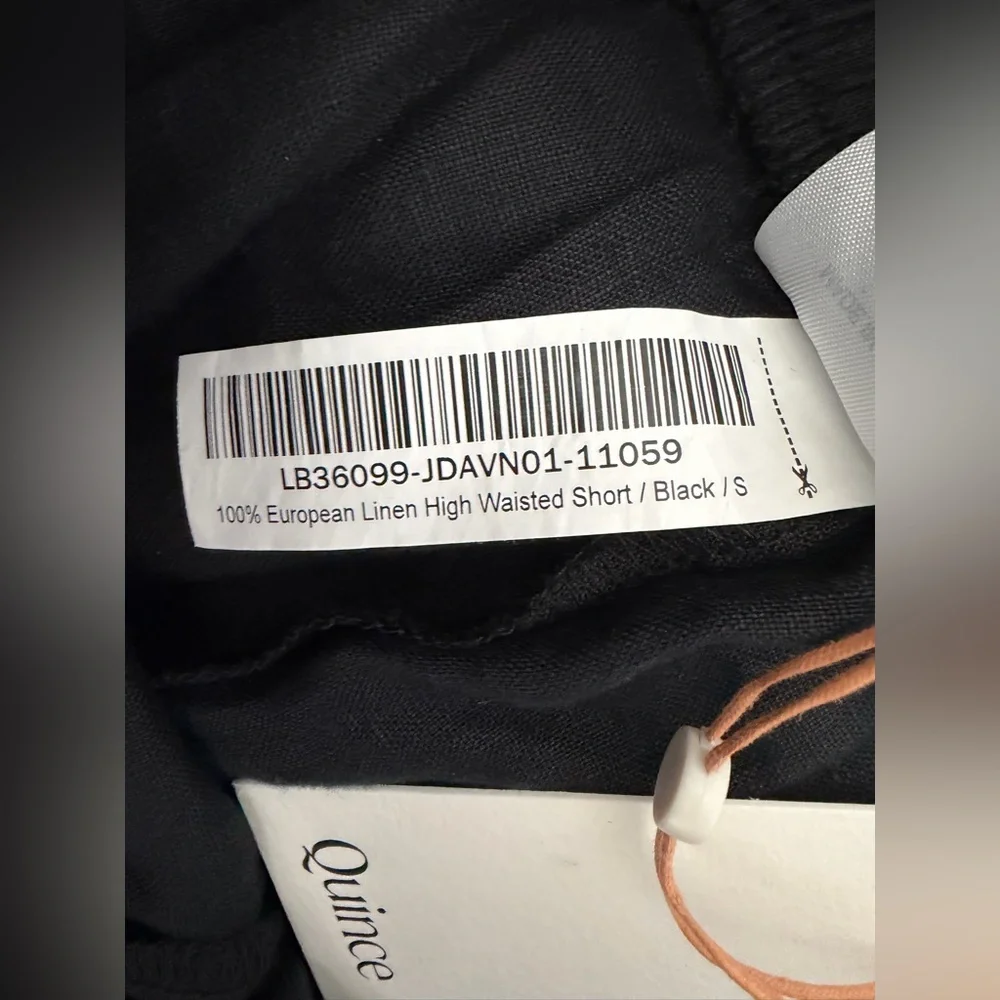 NWT Quince 100% European Linen High Waisted Shorts in Black, Size Small - Picture 10 of 10